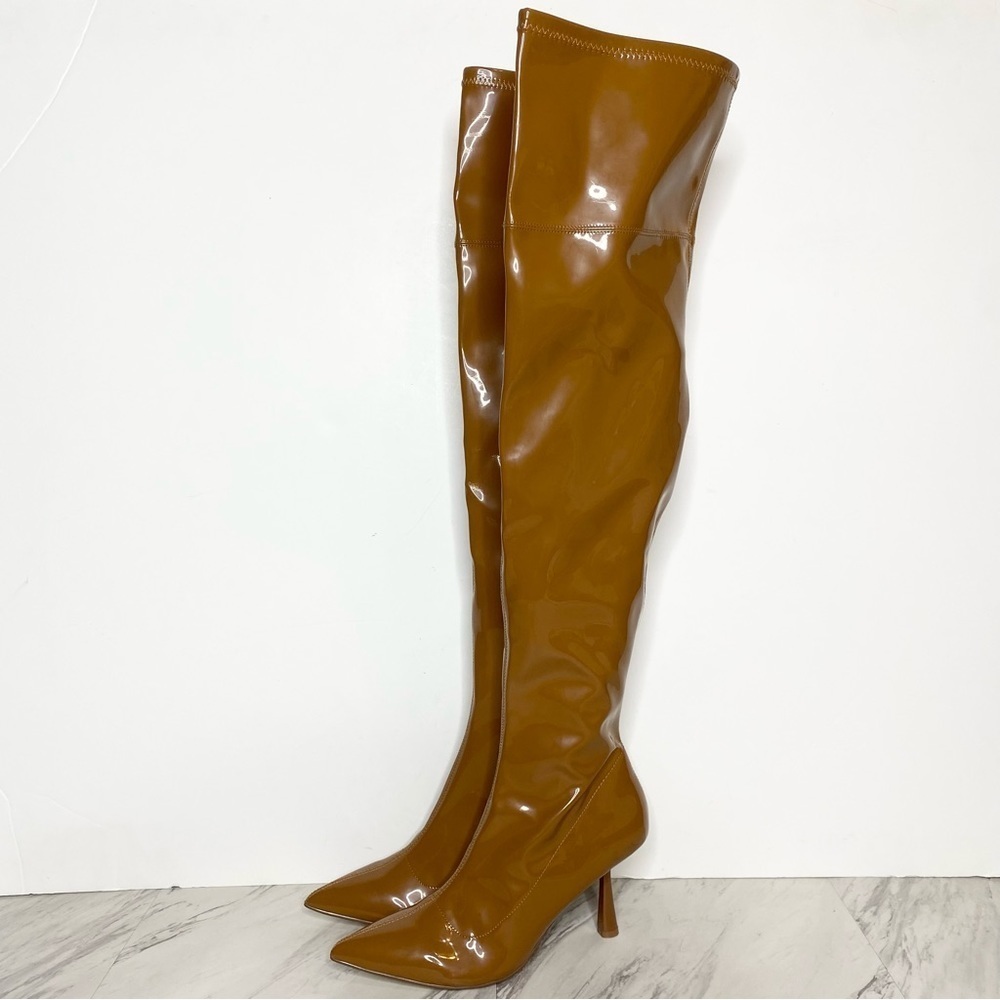 New! BP Everlee Brown Faux Patent Leather Over the Knee Boot 9M